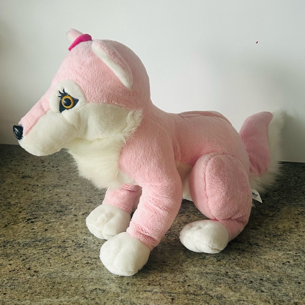 Great Wolf Lodge Large Girl PINK WOLF Stuffed Toy 17" Souvenir Collectible SOFT!